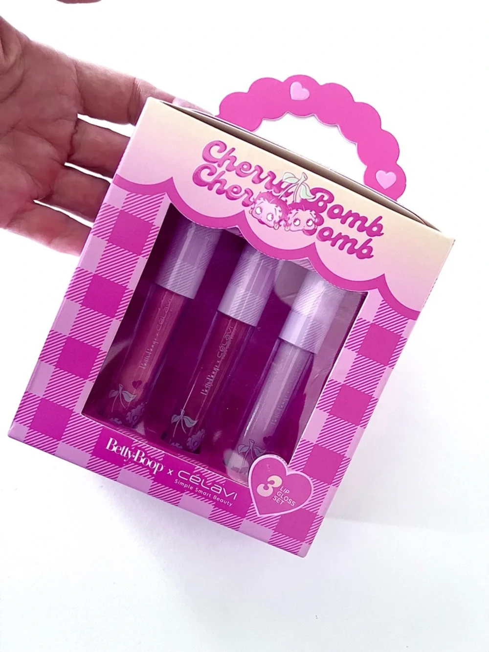 Betty Boop Cherry Bomb 3-Piece Pink Lip Gloss See